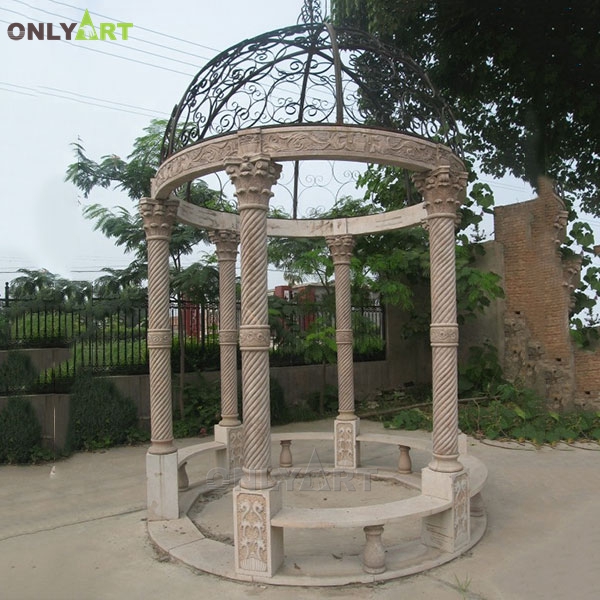 Outdoor wrought iron pavilion design stone gazebos for sale OLA-G099