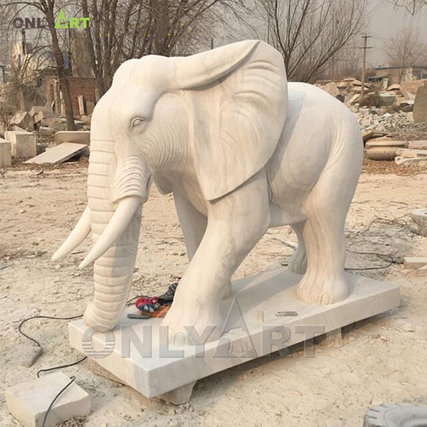 Outdoor yard decor marble white elephant statue meaning OLA-A034