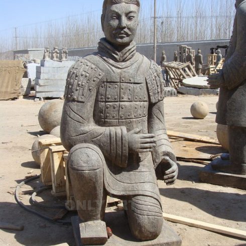 Chinese Life Size Statue Marble Crafts of Qin Terracotta Warriors Art Sculpture
