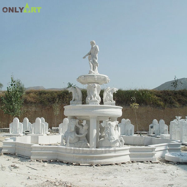 Unique beautiful figure statue outdoor garden white marble fountain for sale OLA-F261