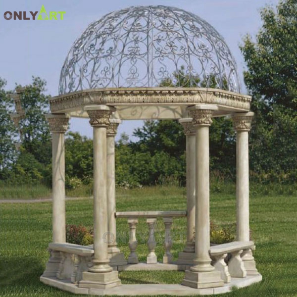 Vintage Marble Column Gazebo Victorian Garden Pavilion For Sale OLA-G045