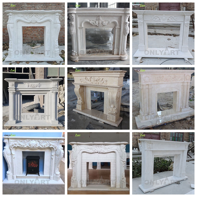 White Marble French Fireplace Surround