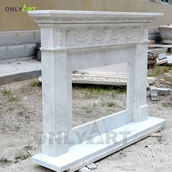 White marble cheap fireplace mantel surround OLA-M022