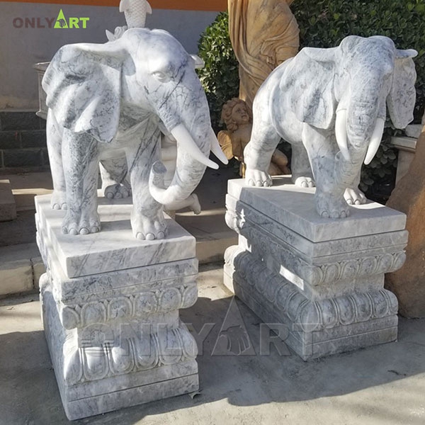 White marble elephant statues for home decor OLA-A057