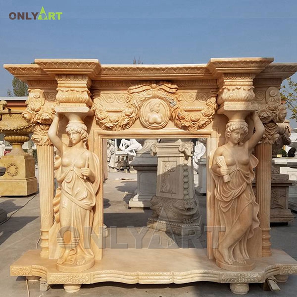 Wholesale modern fireplace mantel ideas with marble women statues OLA-M031