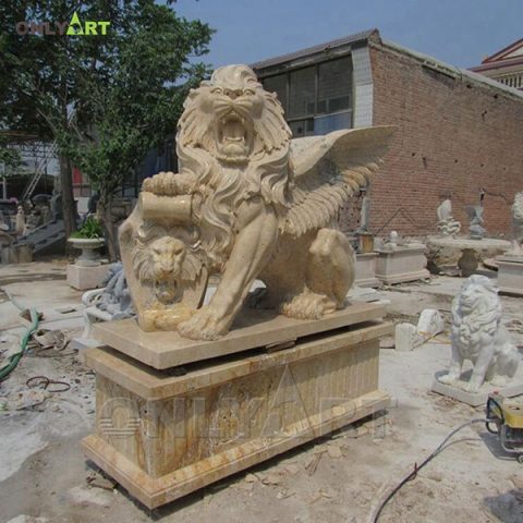 Wholesale stone large lion statue with wings OLA-A008