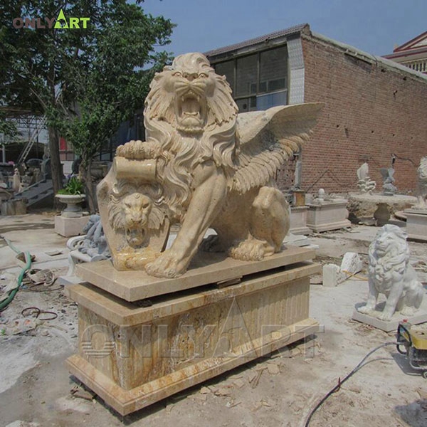 Wholesale stone large lion statue with wings OLA-A008