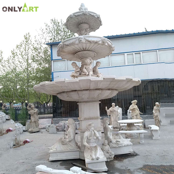 Wholesale tall 3 tiered marble figures water fountains for house garden decoration OLA-F256