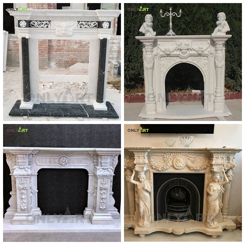 column fireplace mantel