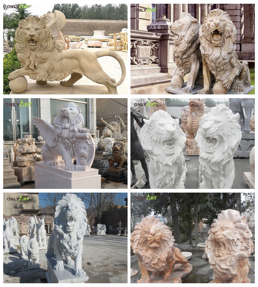 front door lion statues