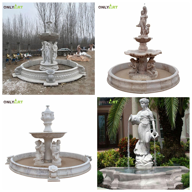 large marble figure fountain
