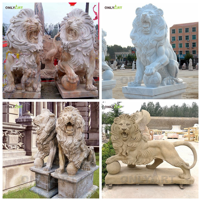 lion with ball statue