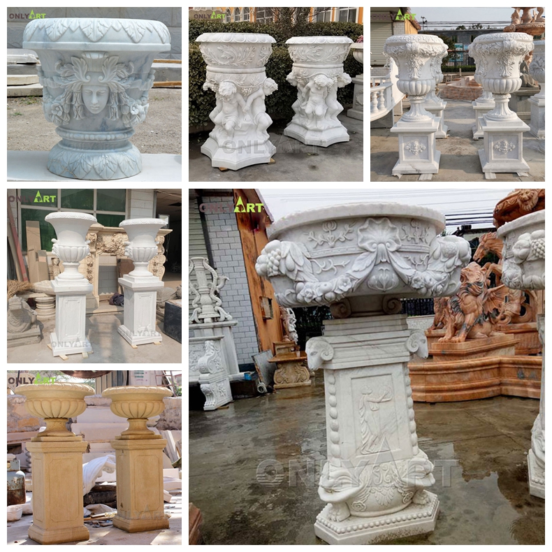 marble flower pots pictures 