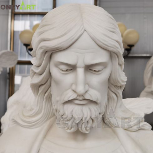 Life size religious white marble sacred heart jesus statues for garden or church