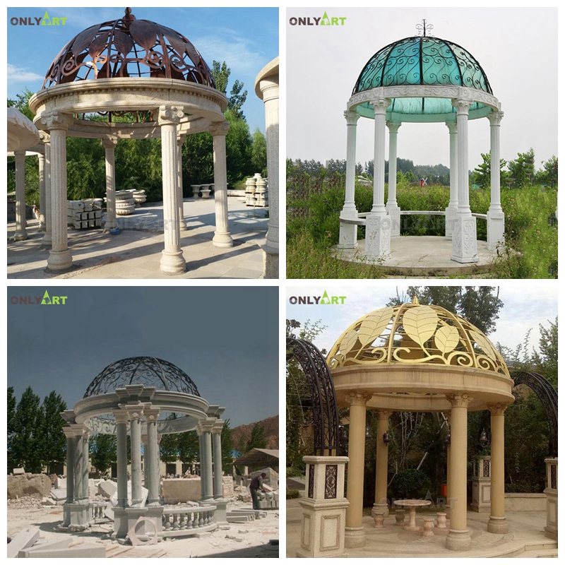 marble pavilion gazebos with metal dome