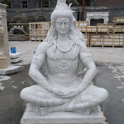 Life Size Outdoor Decoration Hindu God Meditating White Marble Shiva Statues For Sale
