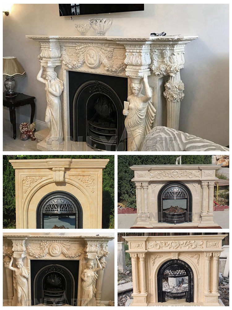 marble stone fireplace mantel