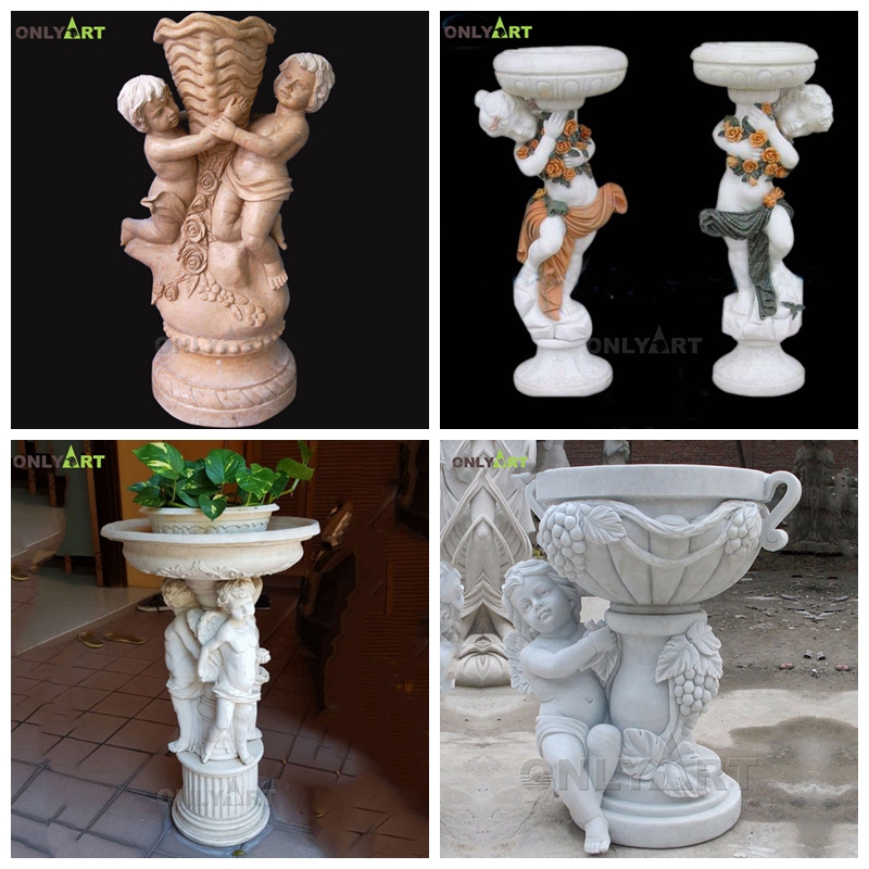 marble stone flower pots for garden decoration 