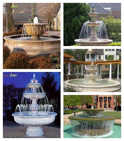 marble tiered waterfall fountians for outdoor 