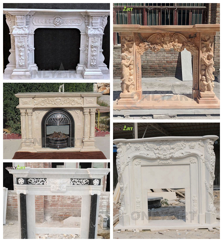 modern marble fireplace mantel