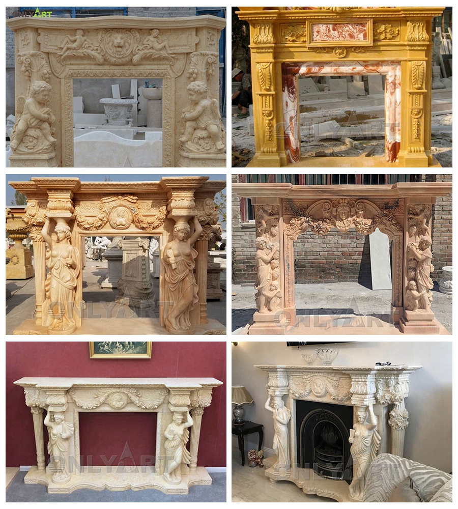 modern stone fireplace surround