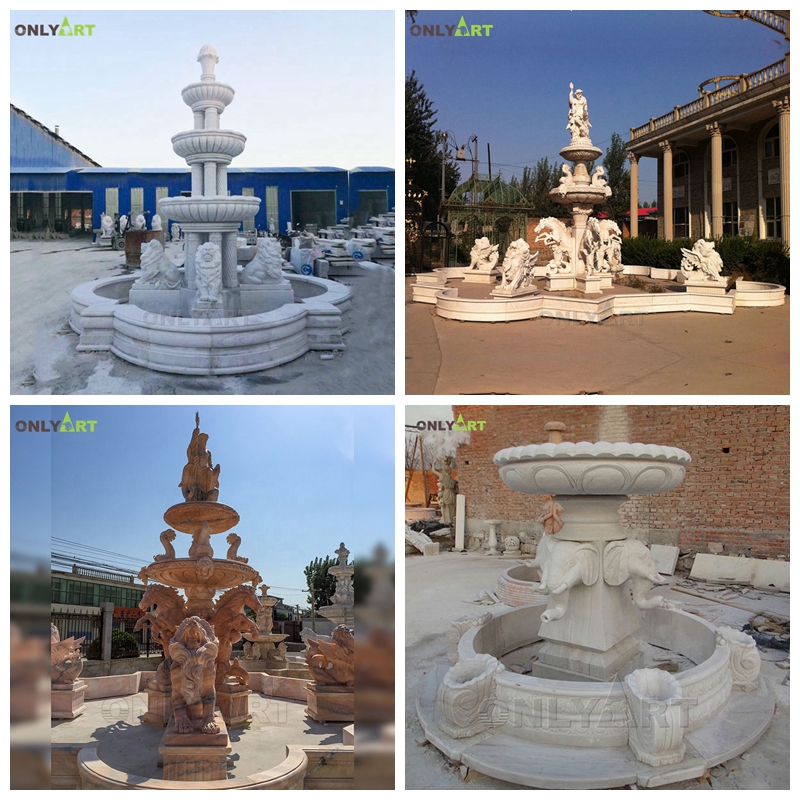modern white marble large fountain sculptures