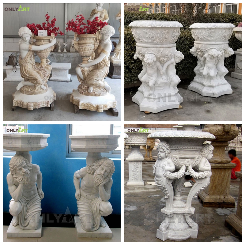 natural marble figures flower pots for sale