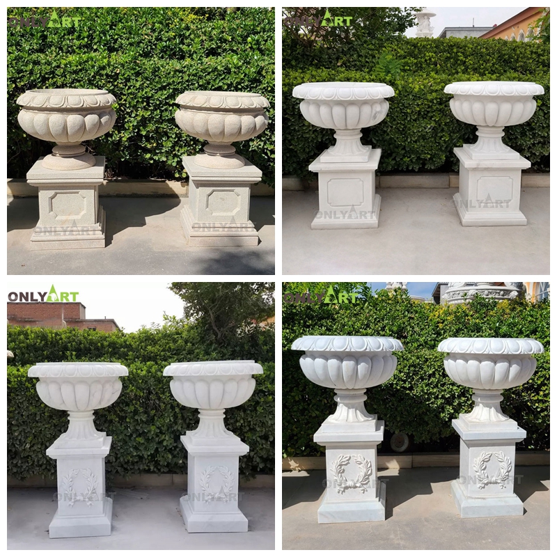 natural white marble flower pots for home garden decoration