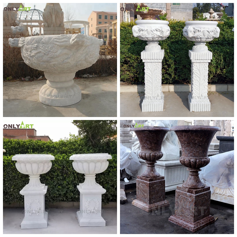 outdoor planter marble flower pots