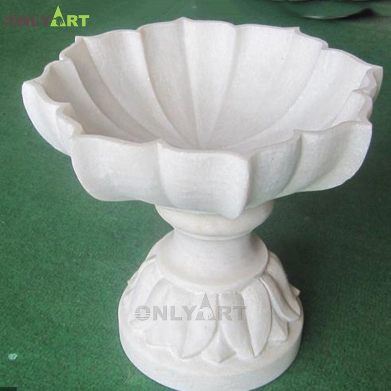 outdoor small white marble flower pots for sale OLA-V187