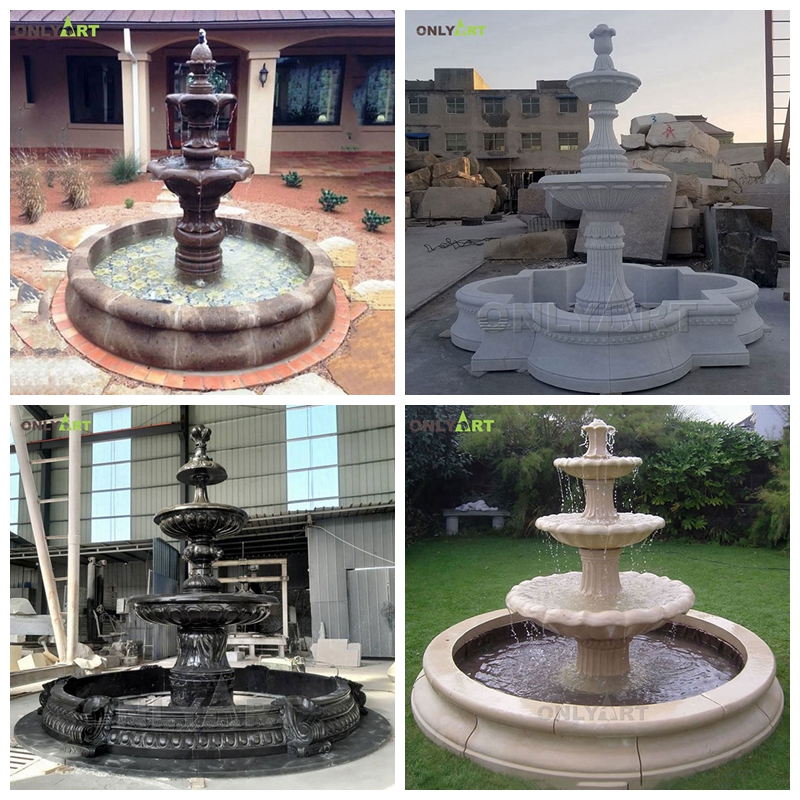 simple stone fountains for garden decoration 