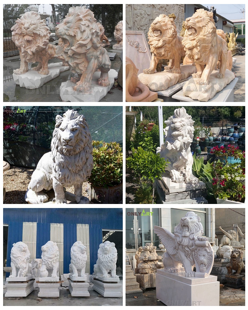 stone lion statues