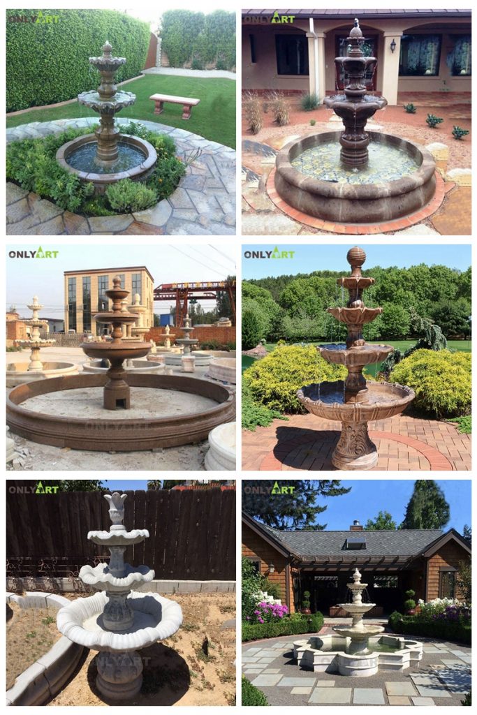 tiered fountains marble water feature statues