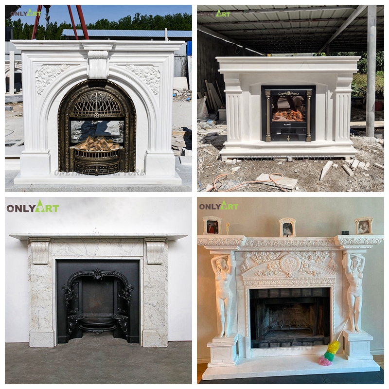 white fireplace black mantel