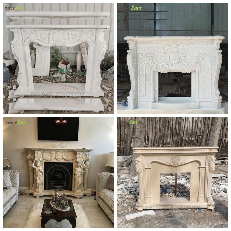 white fireplace mantel surround