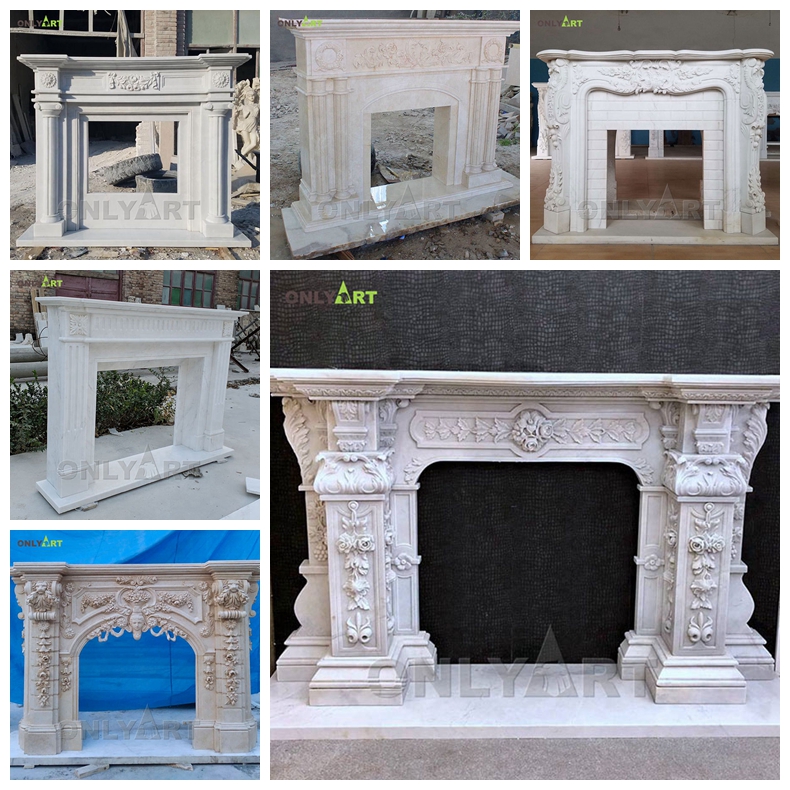 white marble fireplace