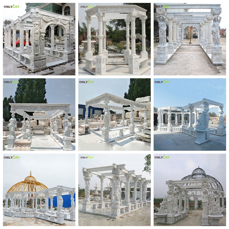 white marble square gazebo garden pavilion 