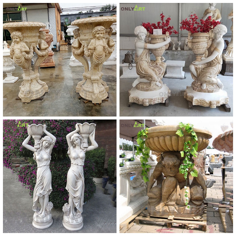 wholesale marble flower pots with figure statue
