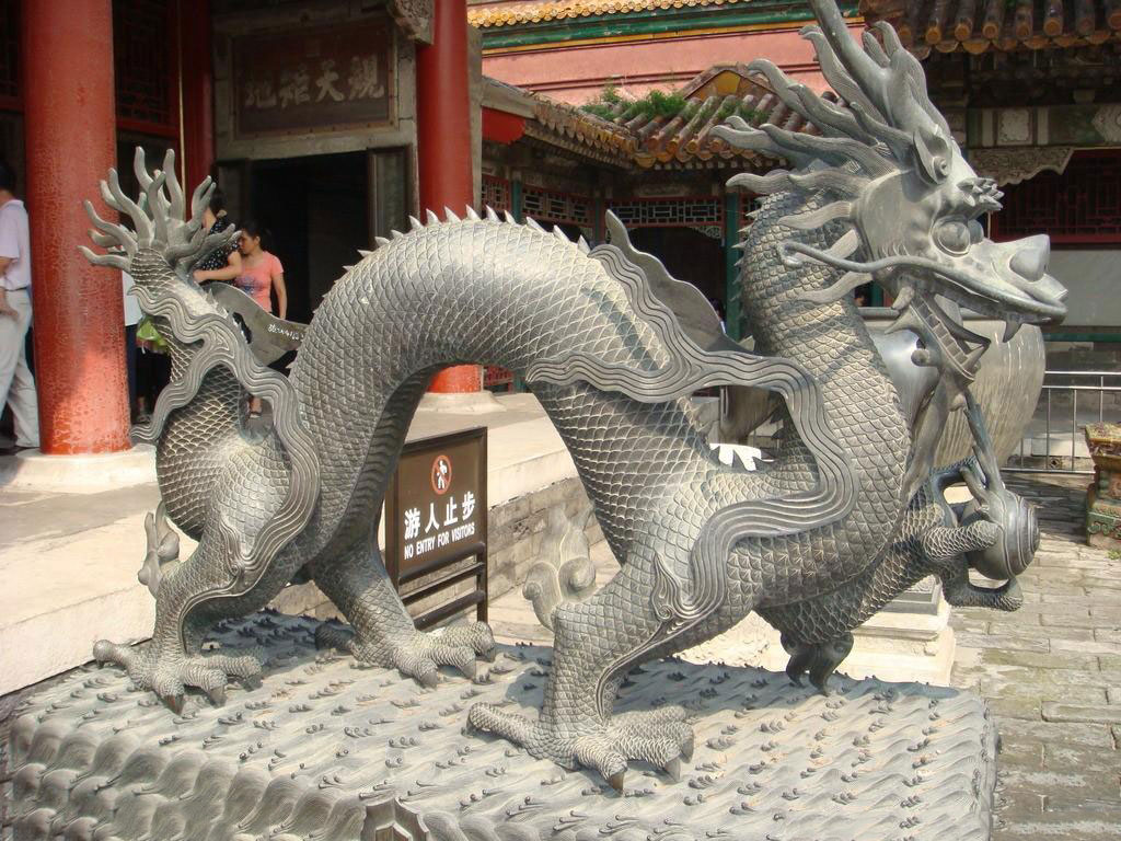 Ancient Chinese dragon statue