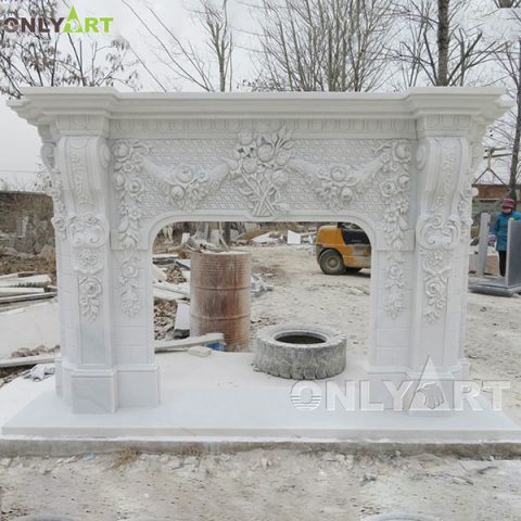 Antique white marble fireplace surround for sale OLA-M126