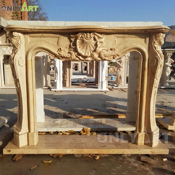 Artificial handmade yellow stone fireplace mantel surround OLA-M121