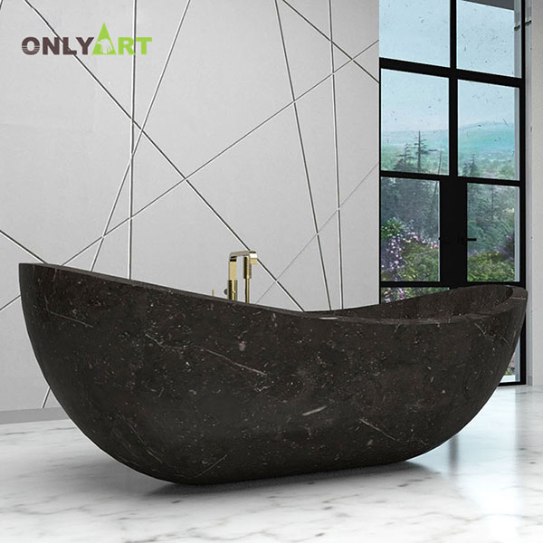 Black marble freestanding bathtub for sale OLA-Y018