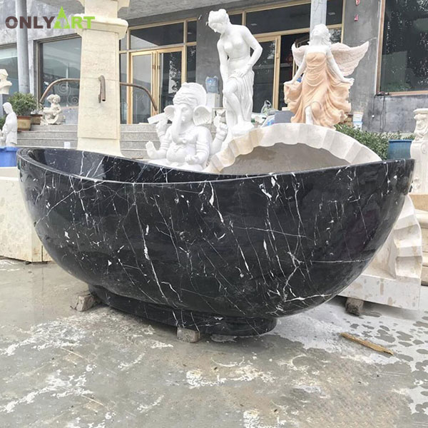 Black stone freestanding bathtub OLA-Y021