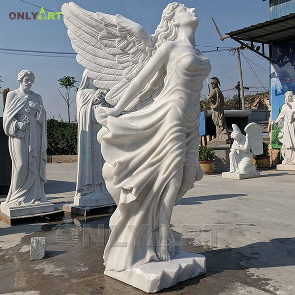 Cheap price marble flying angel statue for garden OLA-T054