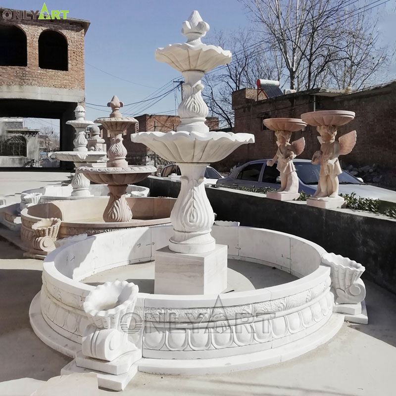Classic design MS white marble water fountain OLA-F287
