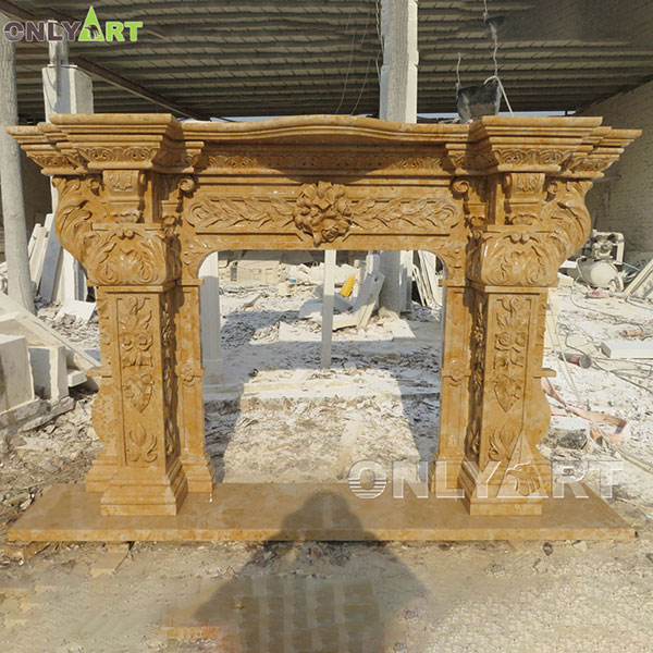 Classic design natural marble fireplace for villa decoration OLA-M125