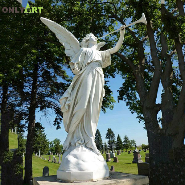 Custom marble Archangel gabriel angel statue with horn OLA-T029
