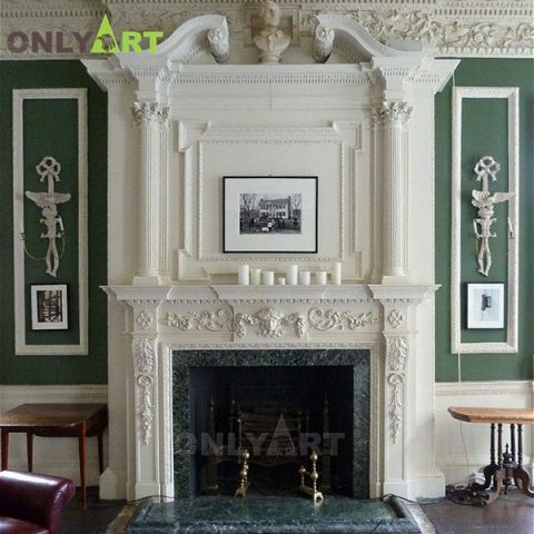 Dining room double layer white marble fireplace mantels OLA-M068