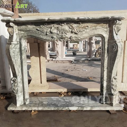 European style big line white marble fireplace and mantel OLA-M120