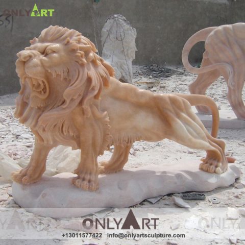 Hand carved crafts marble lion figurines for sale OLA-A068